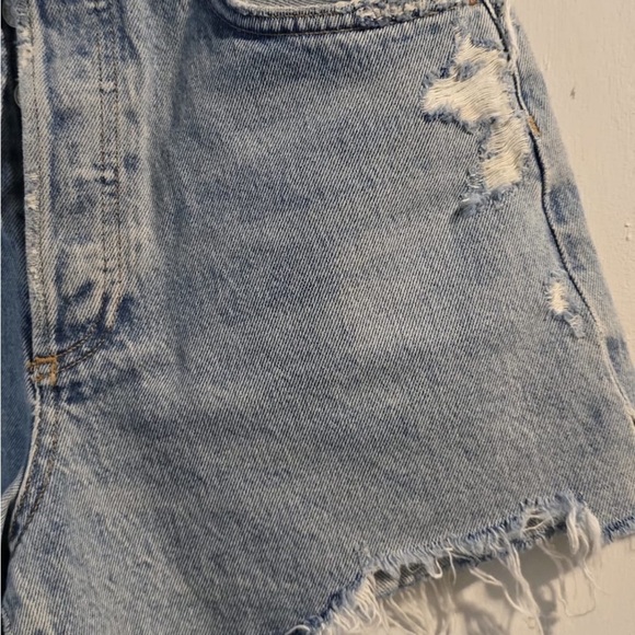 Agolde Distressed Blue Jean Shorts - Picture 7 of 12